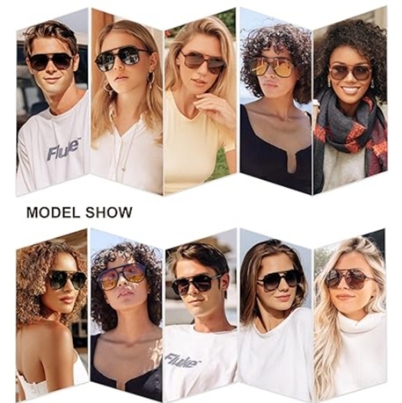 Polarized Aviator Sunglasses Classic 70s Vintage Square SJ2174 Yellow - Picture 4 of 5